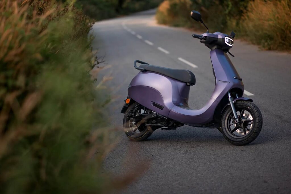 Ola S1 Pro 2nd Gen electric scooter in purplr color parkrd outdoors