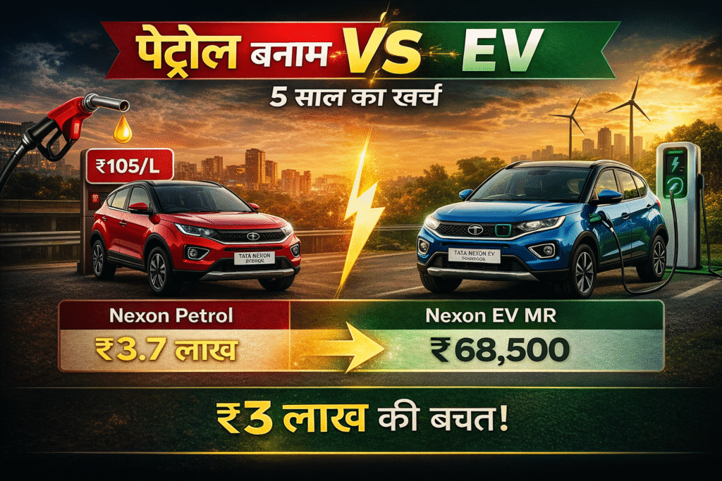 tata nexon petrol vs nexon ev 5 साल बाद किसमे कितना फायदा होगा