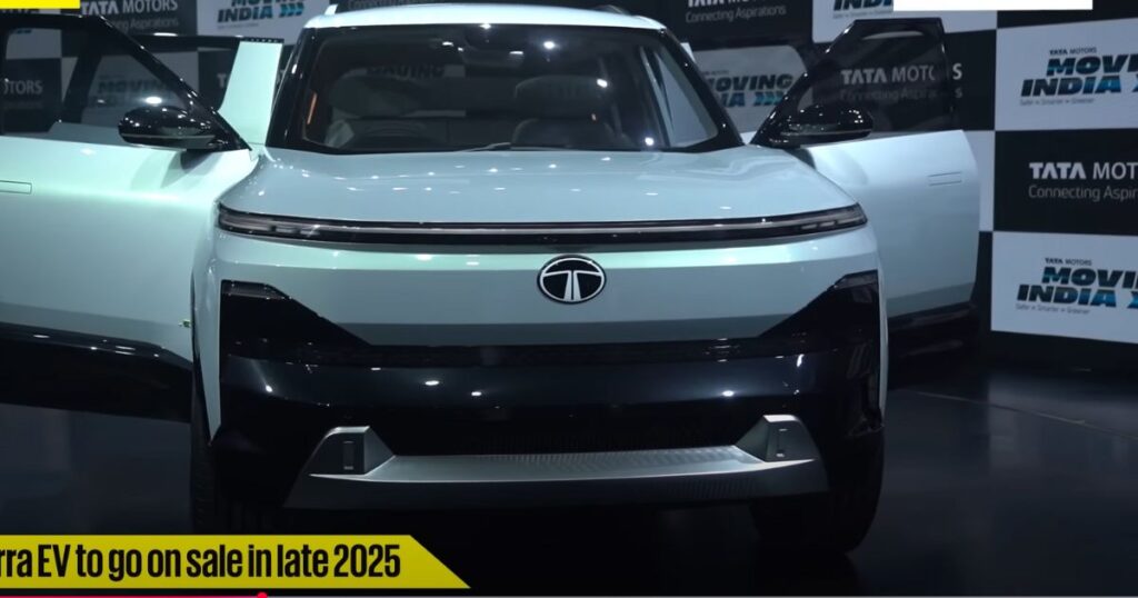 Tata Sierra EV फ्रंट लुक - 2025 में लॉन्च होने वाली प्रीमियम इलेक्ट्रिक SUV हैं। 