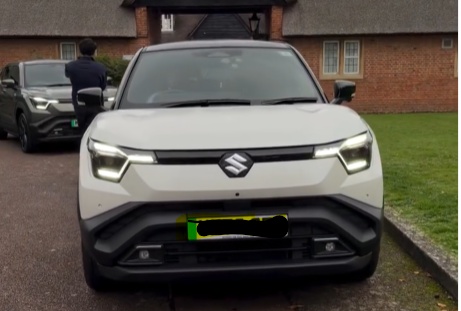 Maruti Suzuki eVitara front design with LED headlights and aerodynamic styling .