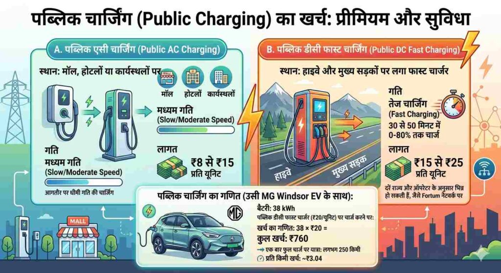 पब्लिक चार्जिंग (Public Charging) का खर्च: प्रीमियम और सुविधा EV Charging Cost in India 2026